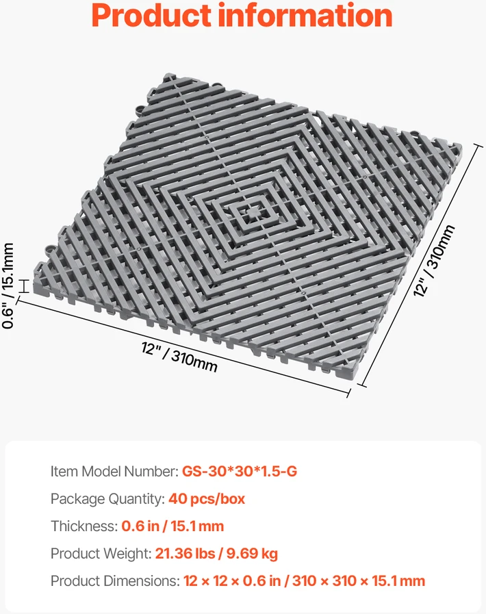 VEVOR Drenažo kilimėlis 30 cm modulinis