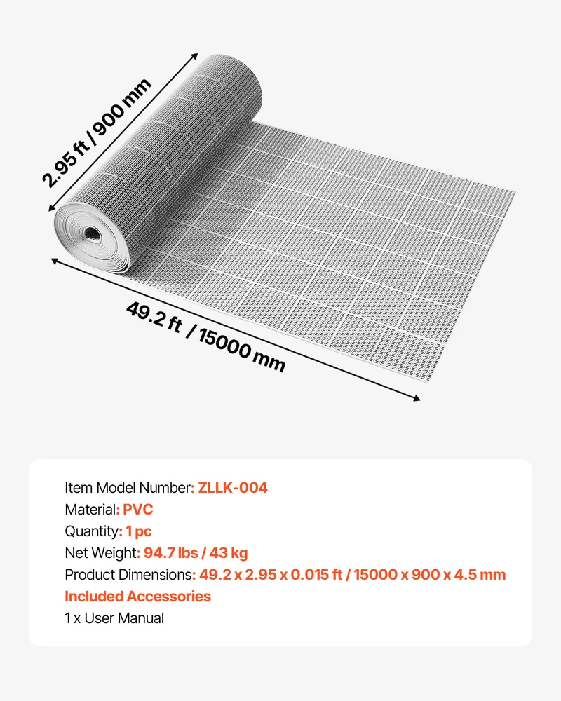 VEVOR PVC vandens nutekėjimo kilimėlis, 90 x 1500 cm