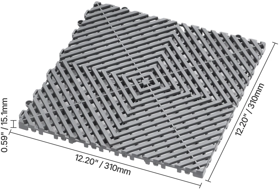 VEVOR Modulinis grindų kilimėlis su drenažu 30 x 30 cm