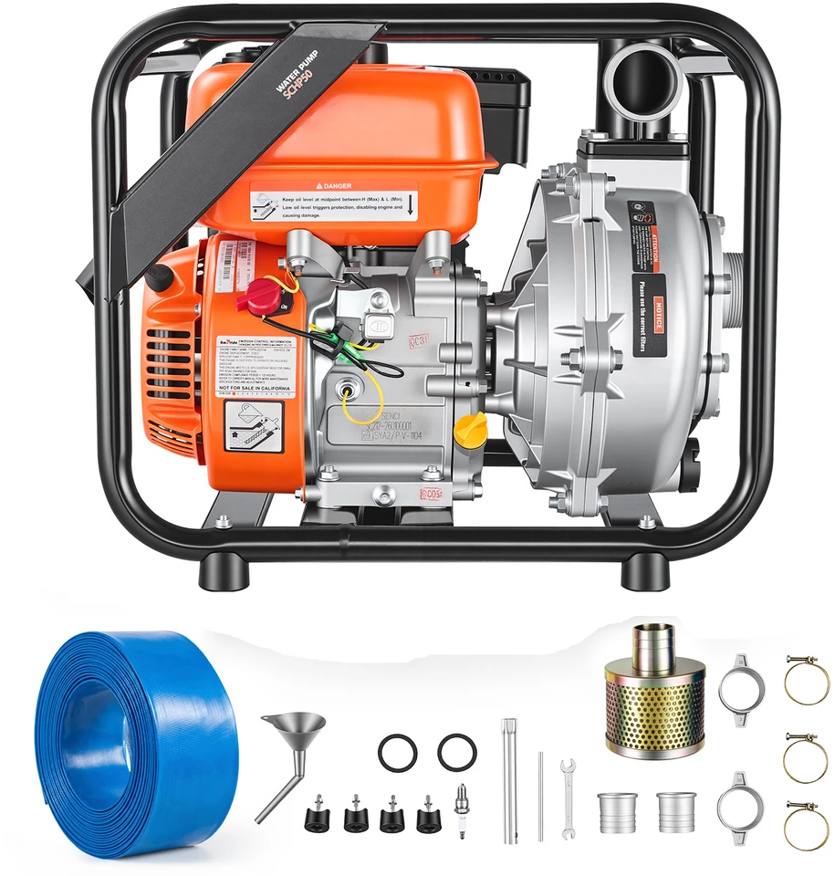 VEVOR Benzininis vandens siurblys 50,8 mm 128 gpm 6AG