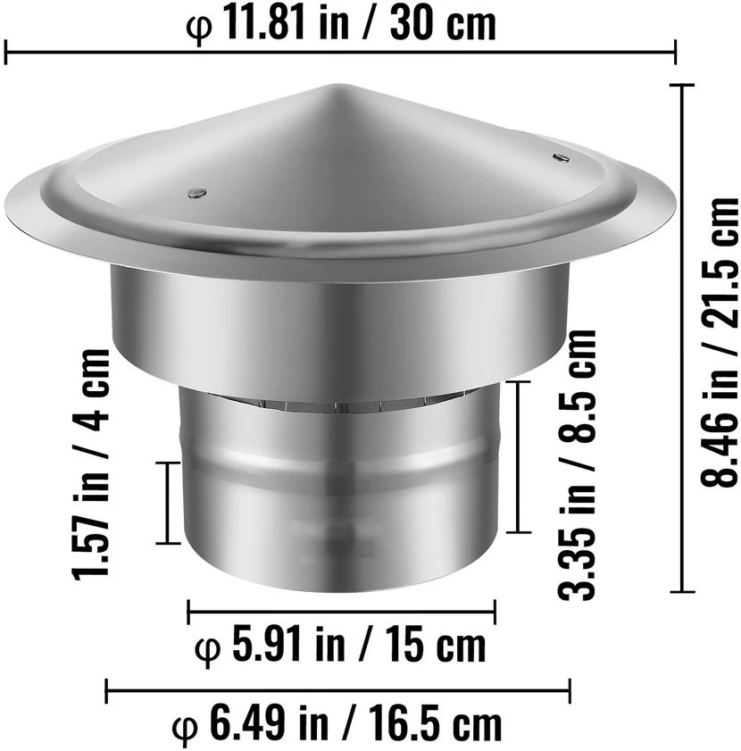 VEVOR Nerūdijančio plieno kaminlėkštė 152 mm