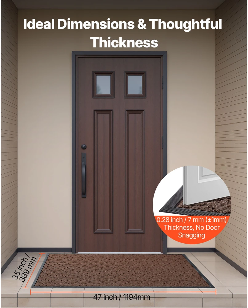 VEVOR Lauko ir vidaus durų kilimėlis 1194 x 889 mm rudas