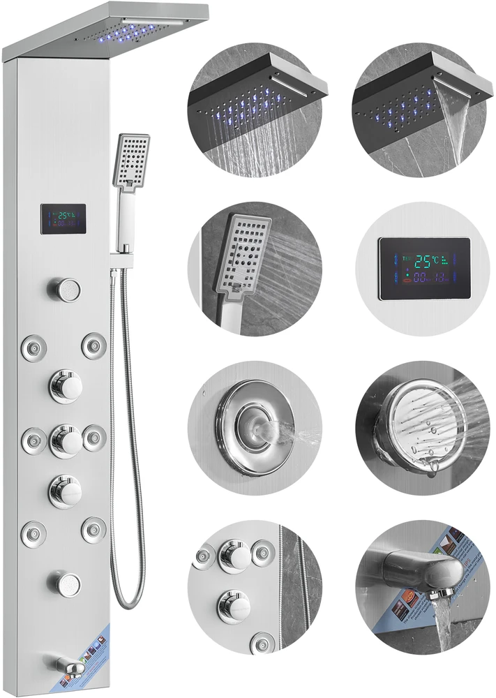 VEVOR Dušo panelė su 6 režimais ir LED