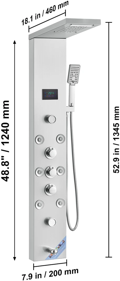 VEVOR Dušo panelė su 6 režimais ir LED