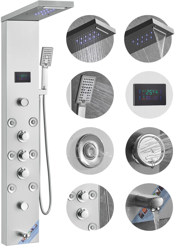 VEVOR Dušo panelė su 6 režimais ir LED