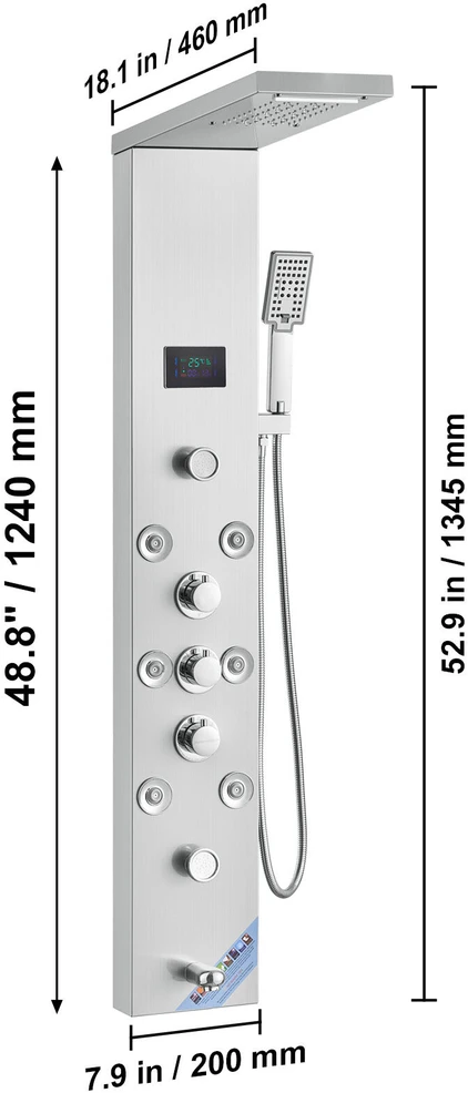 VEVOR Dušo panelė su 6 režimais ir LED