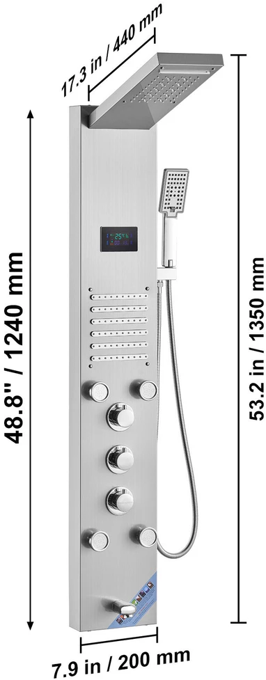 VEVOR Dušo panelė su 6 funkcijomis ir LED