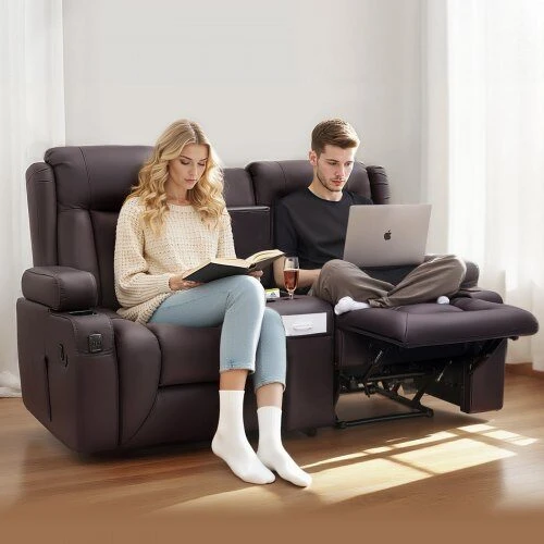 VEVOR Dviejų vietų atlošiama sofa su centriniu console