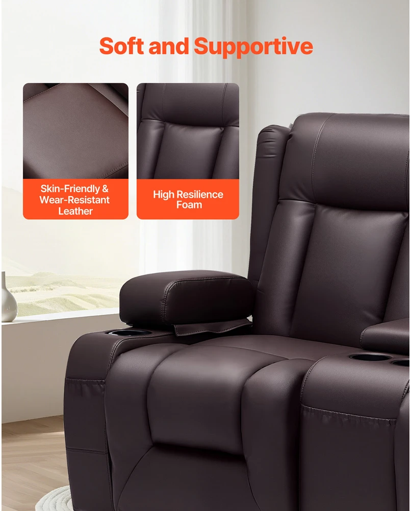 VEVOR Dviejų vietų atlošiama sofa su centriniu console