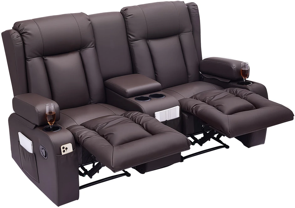 VEVOR Dviejų vietų atlošiama sofa su centriniu console