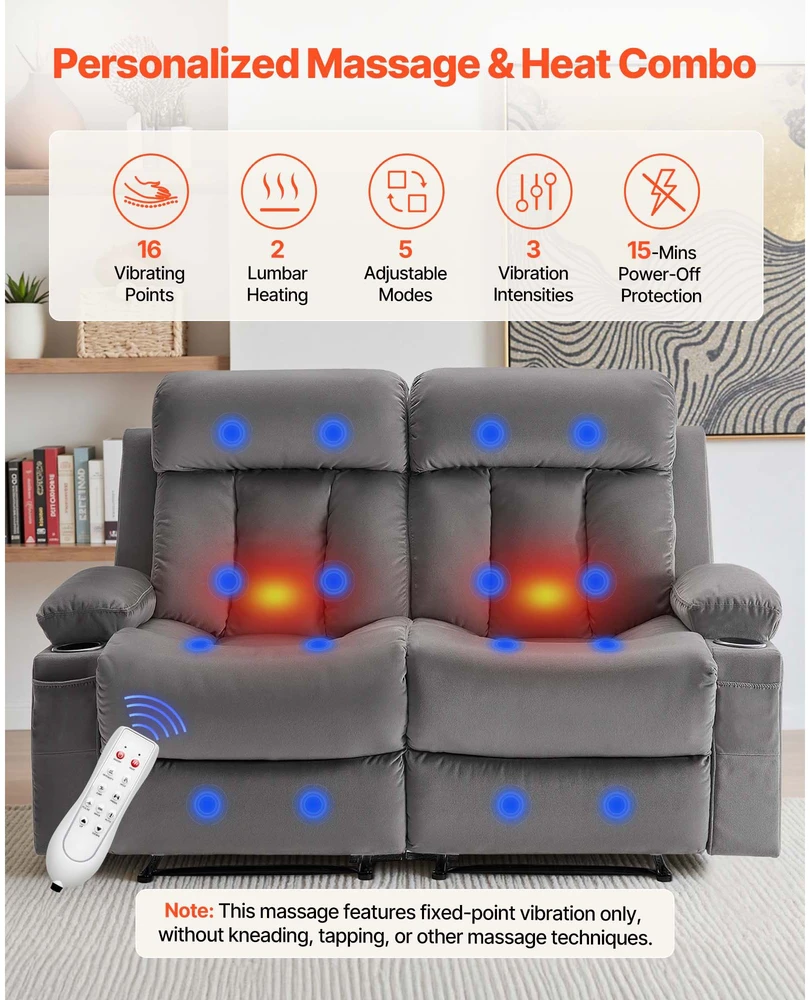 VEVOR Elektrinė dvivietė sofa su masažu ir USB