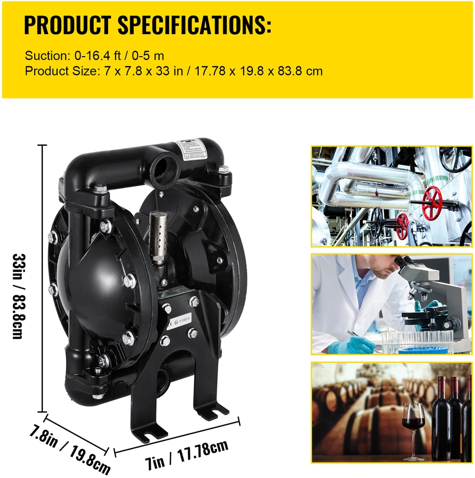 VEVOR Oro varomas dvigubas diafragminis siurblys QBY4-25L F46