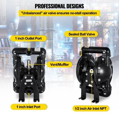 VEVOR Oro varomas dvigubas diafragminis siurblys QBY4-25L F46
