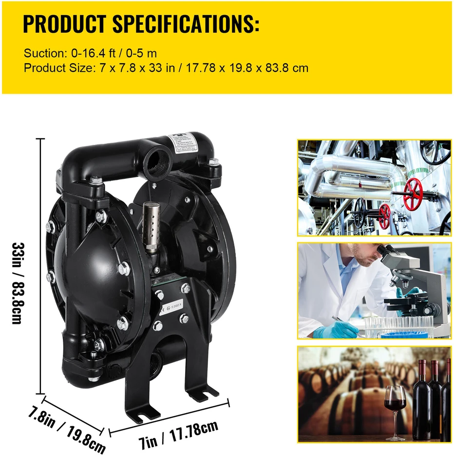 VEVOR Oro varomas dvigubas diafragminis siurblys QBY4-25L F46