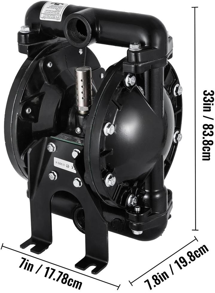 VEVOR Oro varomas dvigubas diafragminis siurblys QBY4-25L F46