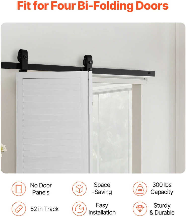 VEVOR Sulankstomo stumdomo durų bėgelio rinkinys 132 cm