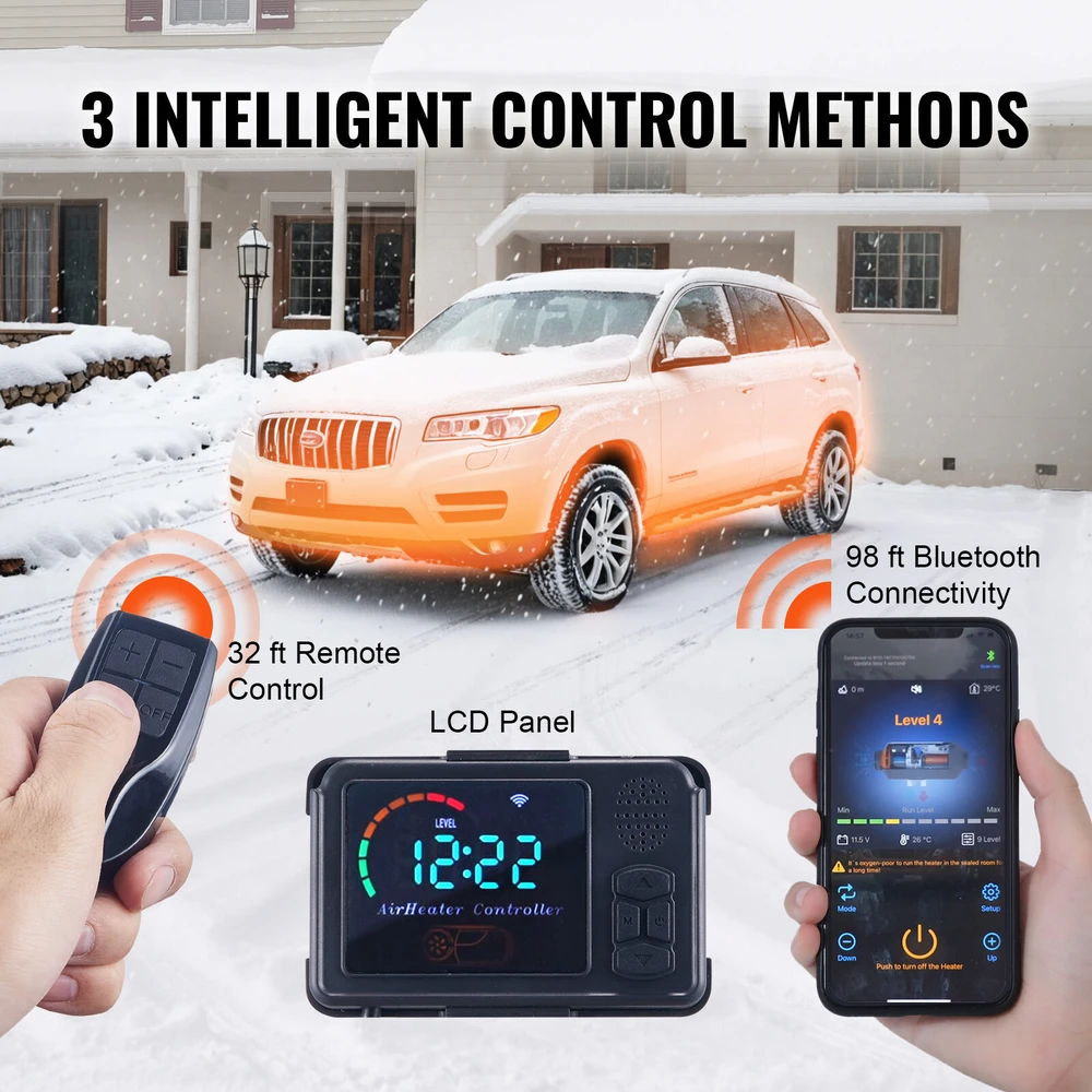 VEVOR Dyzelinis oro šildytuvas su Bluetooth valdymu, 12V, 8KW