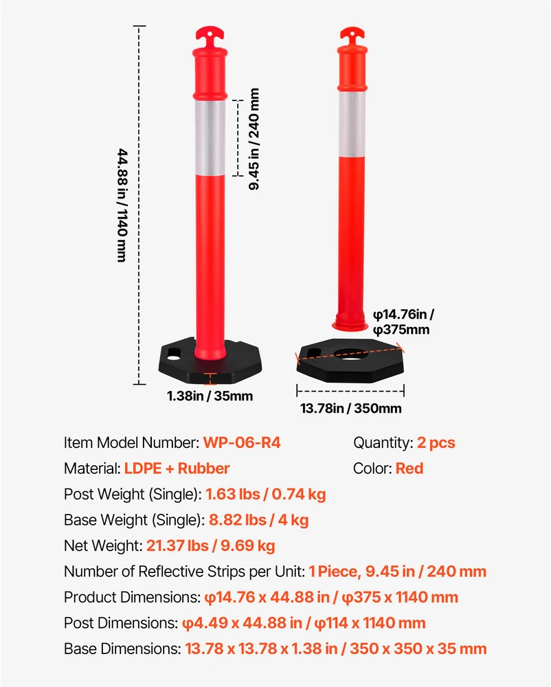 VEVOR 2 vnt 1140 mm eismo žymeklių kuolai