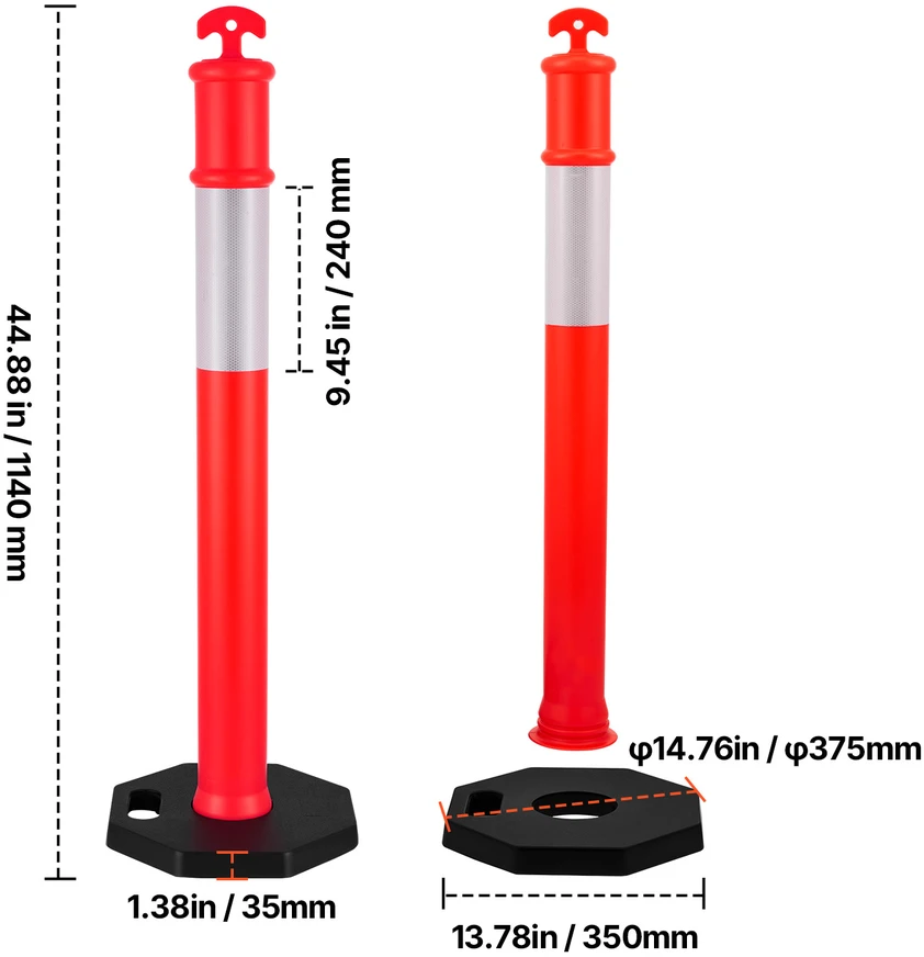 VEVOR 6 vnt. 1140 mm eismo stulpeliai su svoriu