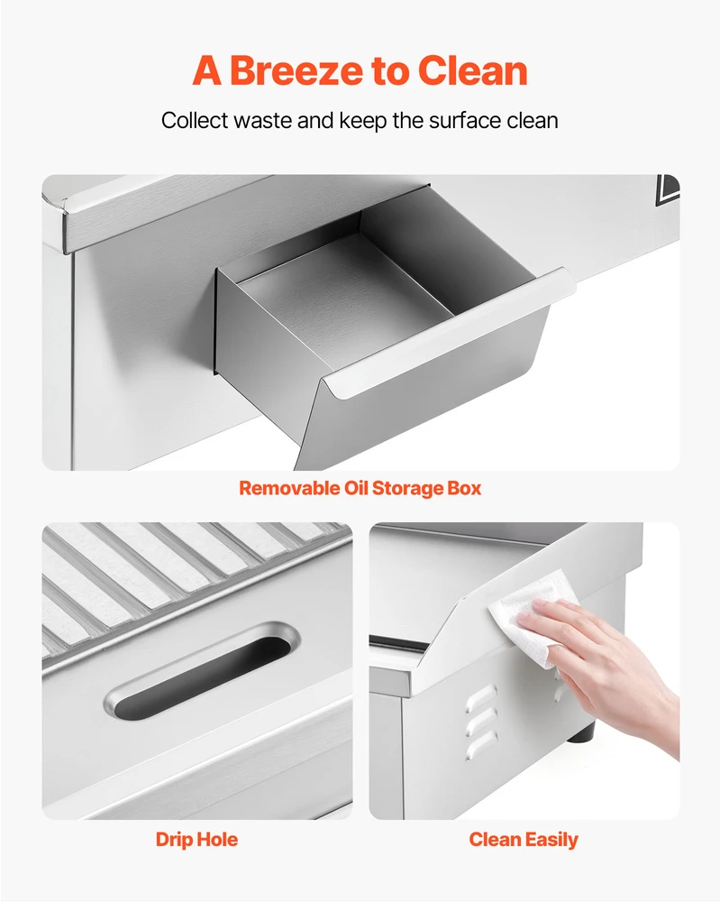Vevor Elektrinė grilinė 53,5x30 cm nerūdijantis plienas pusiau grublėta pusiau lygi