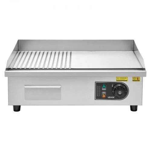 Vevor Elektrinė grilinė 53,5x30 cm nerūdijantis plienas pusiau grublėta pusiau lygi