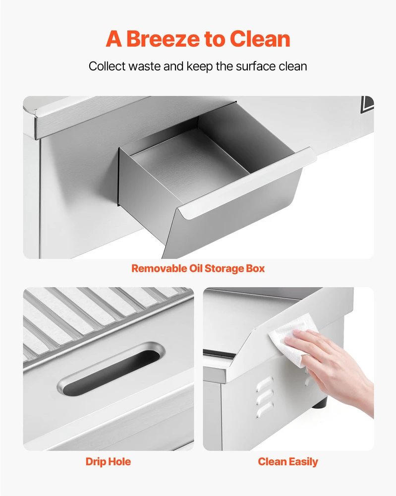 Vevor Elektrinė grilinė 53,5x30 cm nerūdijantis plienas pusiau grublėta pusiau lygi