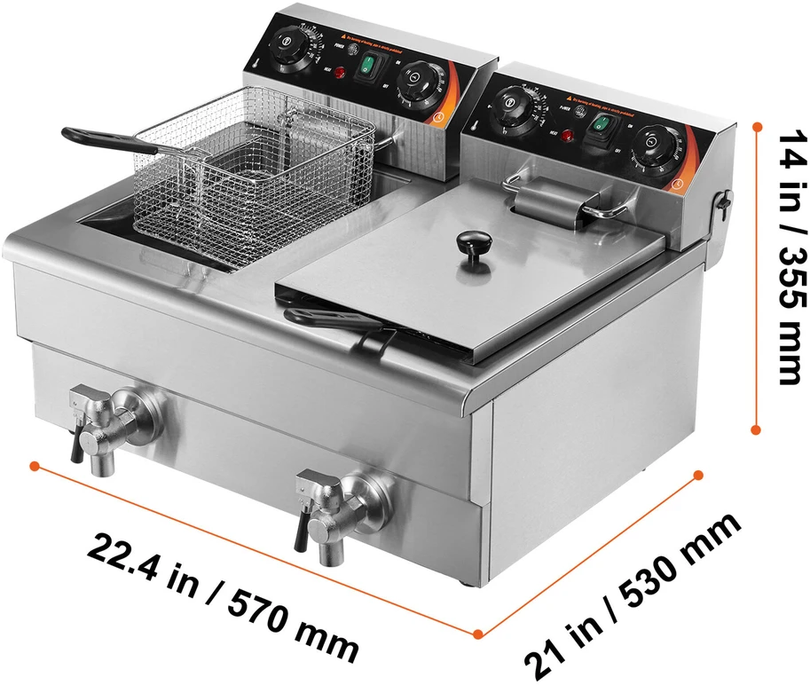 VEVOR Elektrinė dviguba gruzdintuvė, 6000W