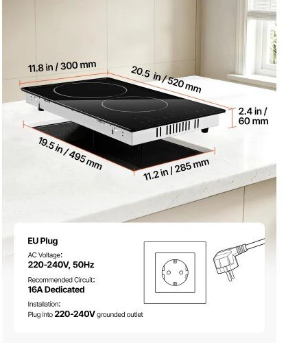VEVOR Elektrinė kaitlentė 30 cm, 2 kaitvietės