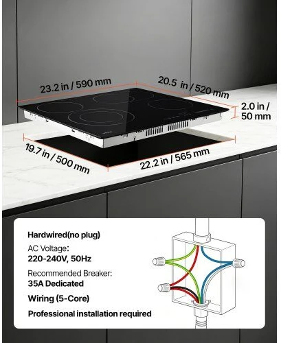 VEVOR Elektrinė kaitlentė 60 cm, 4 zonos