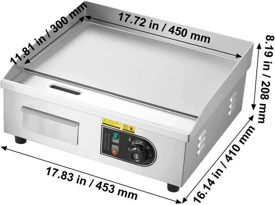VEVOR Elektrinė kepimo plokštė, 2800 W, lygi paviršiaus keptuvė, komercinė