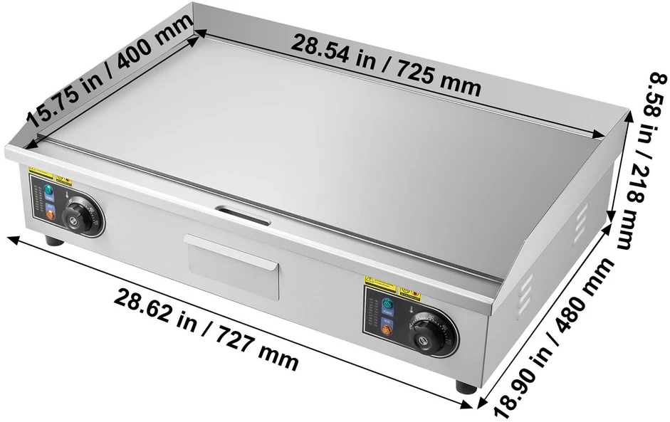 Vaflinė VEVOR Elektrinė grilė 725 x 400 mm, 4400W