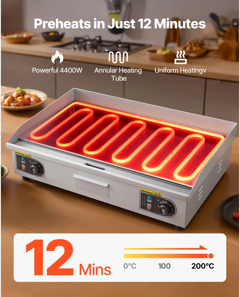 Vaflinė VEVOR Elektrinė grilė 725 x 400 mm, 4400W