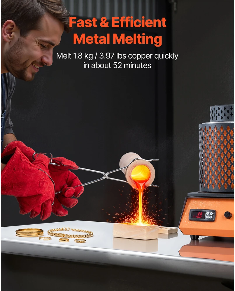 VEVOR Elektrinė lydymo krosnis su 5kg tigliu