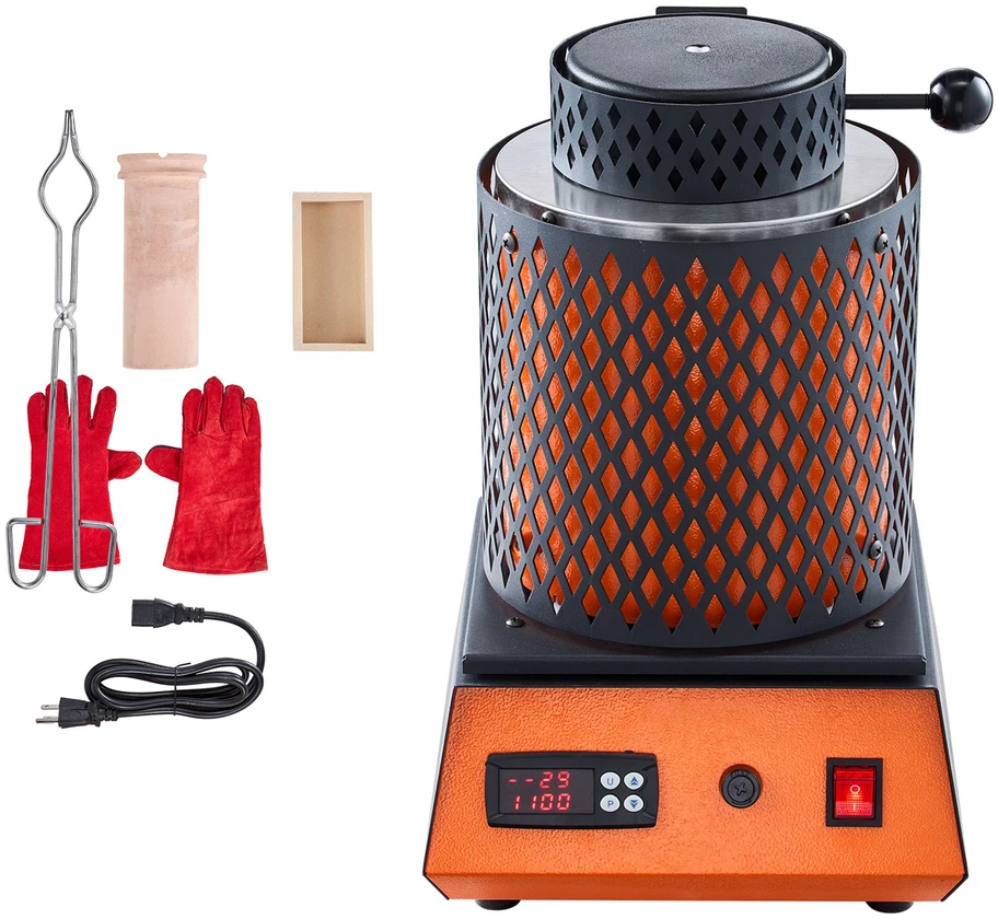 VEVOR Elektrinė lydymo krosnelė, 1350W, 3kg keraminis tiglis