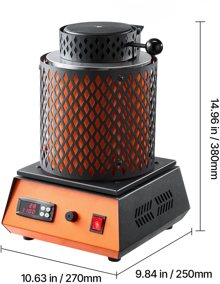 VEVOR Elektrinė lydymo krosnelė, 1350W, 3kg keraminis tiglis