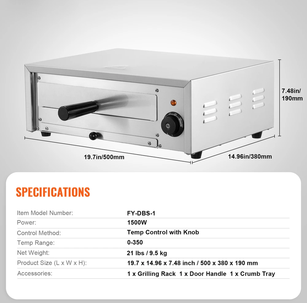 VEVOR Elektrinė picos krosnelė 12 colių 1500W