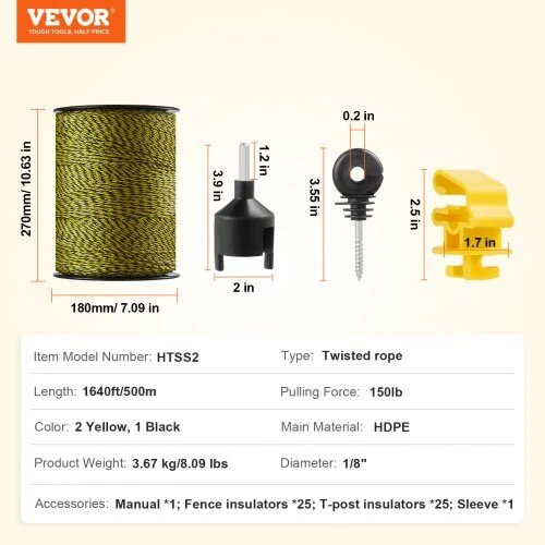 VEVOR Elektrinė tvoros viela gyvūnams 500 m