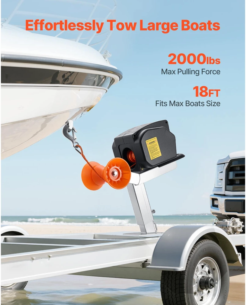 VEVOR Elektrinis valčių gervė, 12V DC 300W, reversinė gervė iki 900 kg