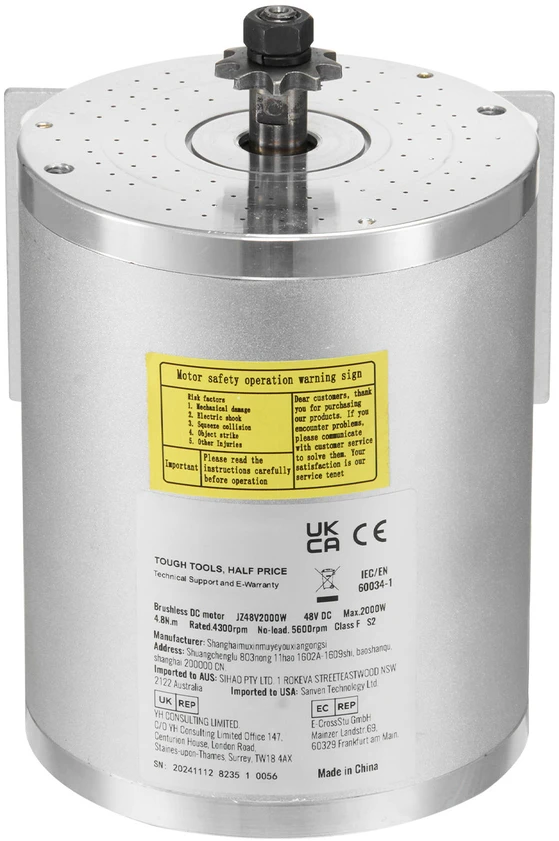 VEVOR 2000W elektrinis bešepetėlinis DC variklio rinkinys