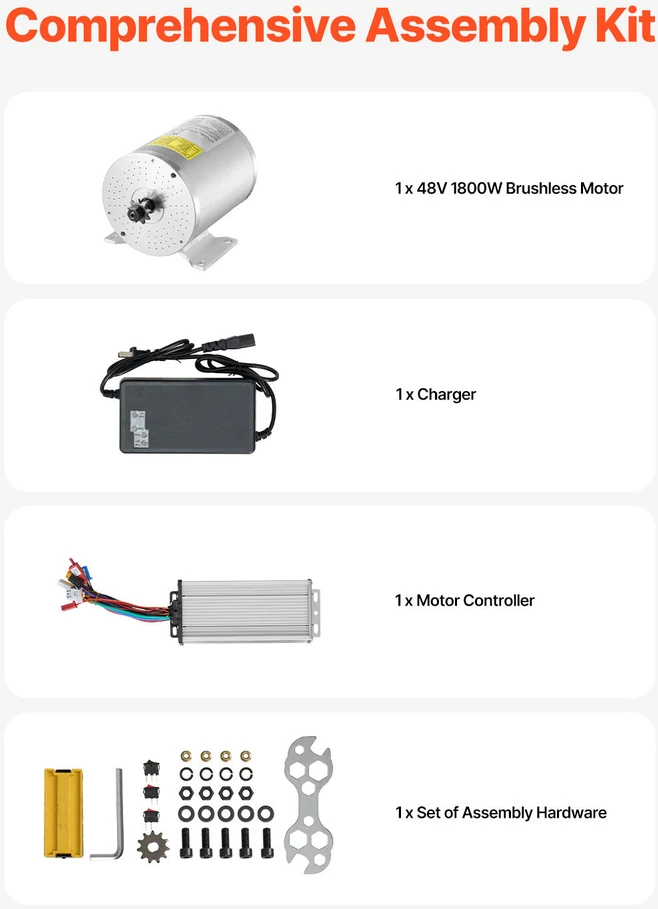 VEVOR 1800W 48V elektrinio variklio rinkinys