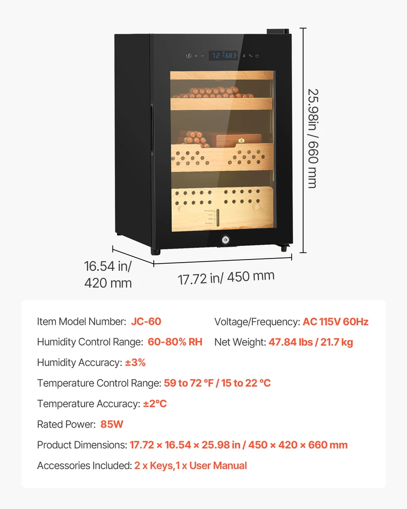 Drėkintuvas VEVOR Elektrinis 60L cigarų humidoras namams