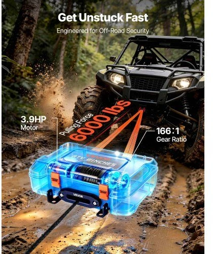 VEVOR Nešiojama 12V elektrinė gervė 2721 kg