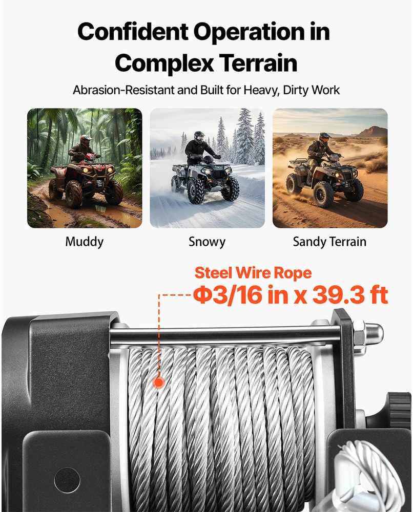 VEVOR 1360 kg elektrinis gervė 12V DC ATV/UTV