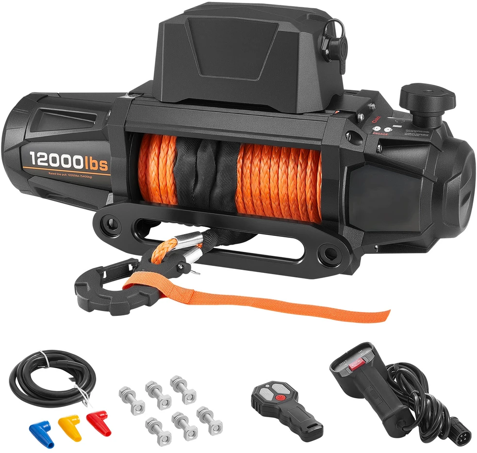 VEVOR Elektrinis gervė, 5400 kg 12V su sintetine virve