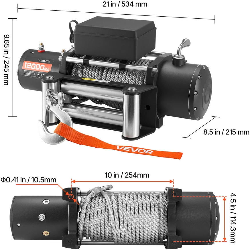 VEVOR Elektrinė gervė, 5400 kg apkrova, 12V DC