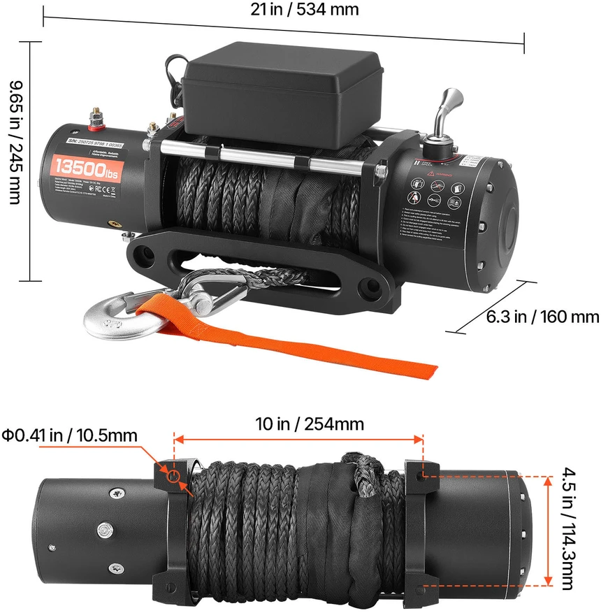 VEVOR Elektrinė gervė 6100 kg, 12V DC