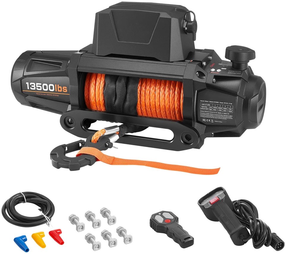 VEVOR Elektrinis gervė 6100 kg, 12V DC su sin. virve