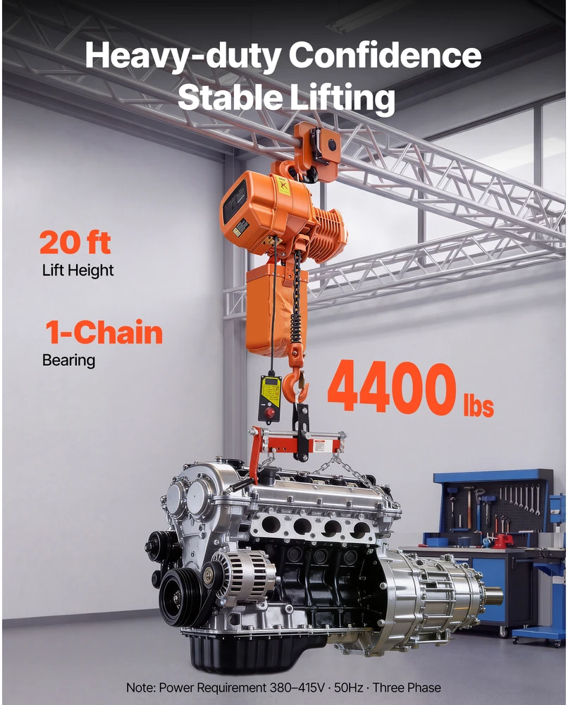 VEVOR 2000 kg elektrinis grandininis keltuvas 6 m
