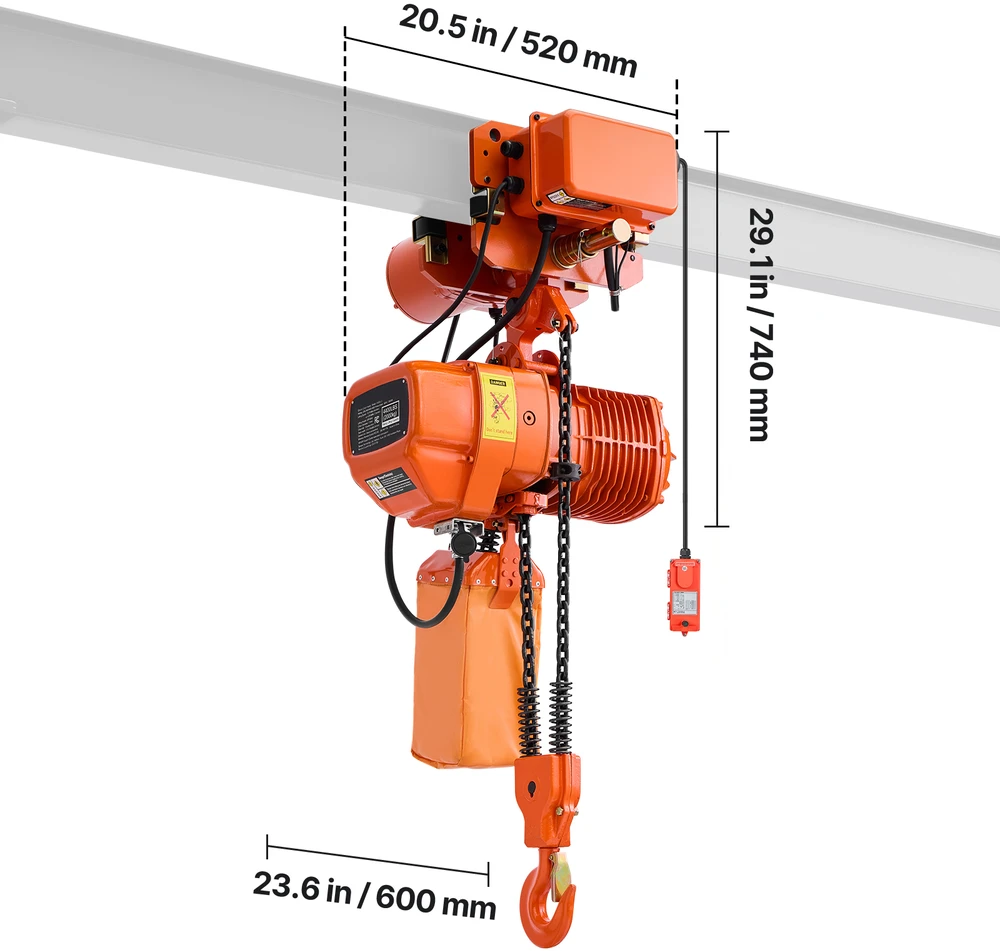 VEVOR 2000 kg elektrinis grandinės keltuvas, 6,1 m aukštis