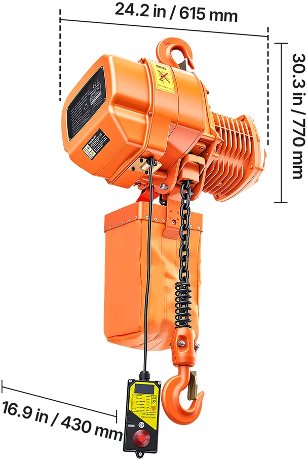VEVOR 2000 kg elektrinis grandininis keltuvas 6 m